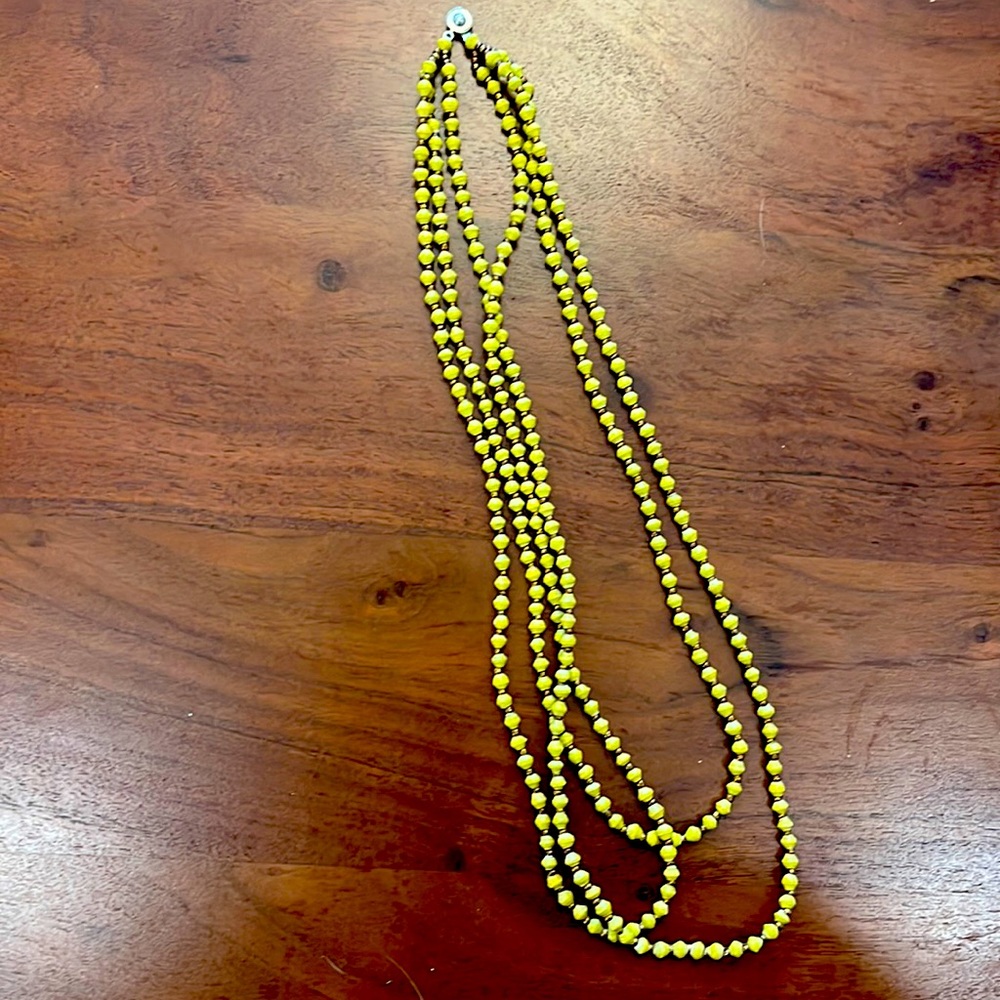 31 Bits Tri-strand Necklace in Chartreuse Green